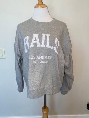 Rails The Anniversary Sweatshirt Gray Sweatshirt  Spell Out Logo Size Large
